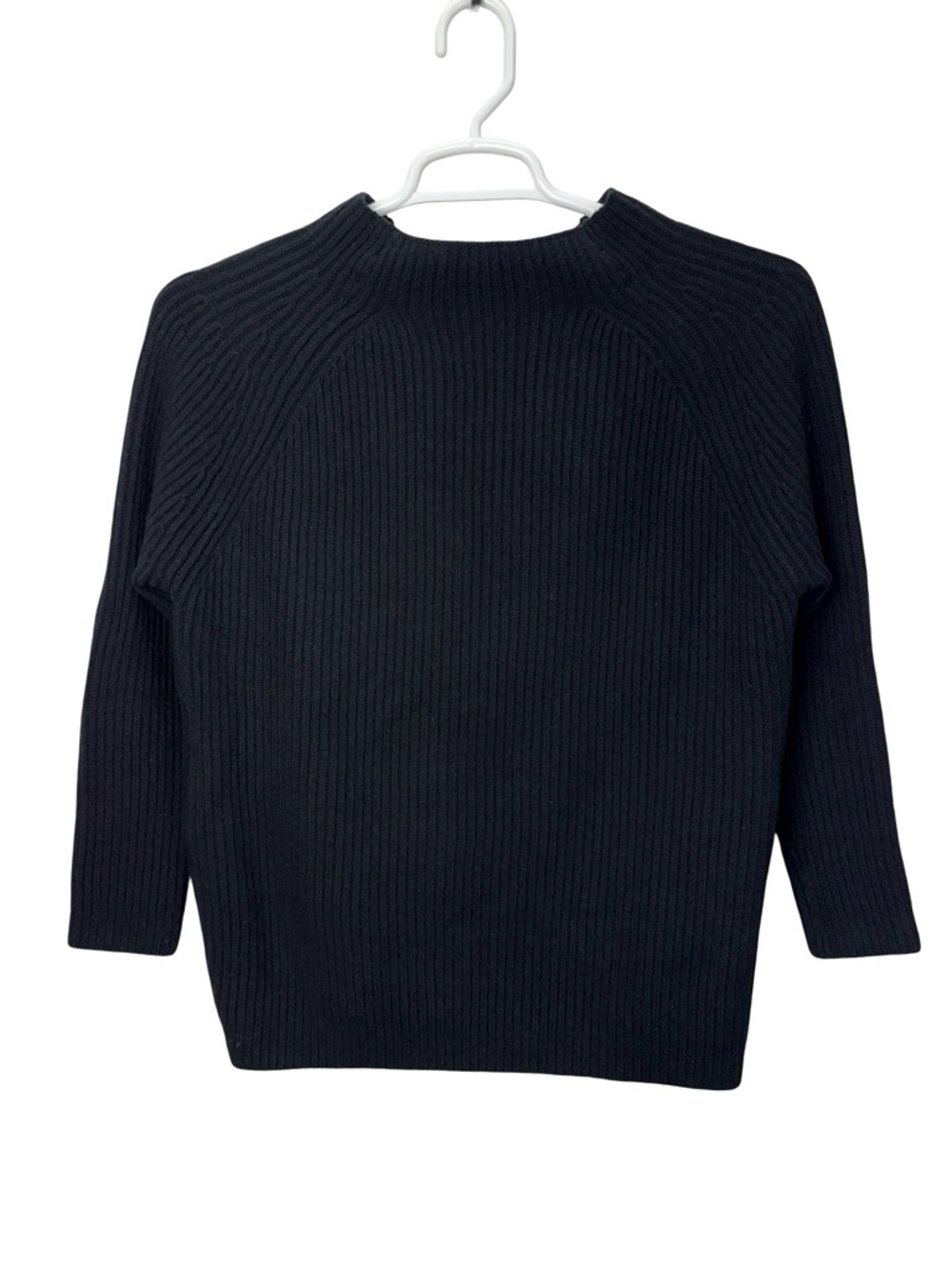 Ann Mashburn Black Super Geelong Wool Sweater Size XS Zip Sides